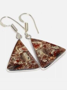 Red Jasper Gemstone 925 Sterling Silver Handmade Dangle Earrings